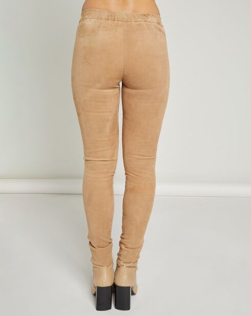 Legging stretch en Velours de Cuir d'Agneau Nusto miel