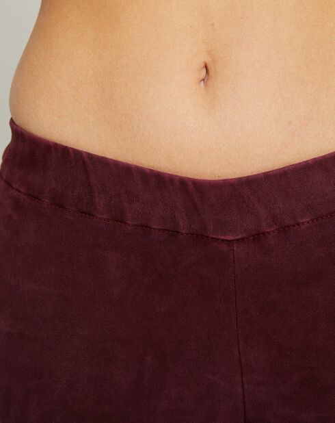 Legging stretch en Velours de Cuir d'Agneau Nusto aubergine