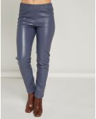 Legging stretch en Cuir d'Agneau Perle bleu