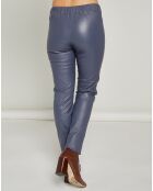 Legging stretch en Cuir d'Agneau Perle bleu