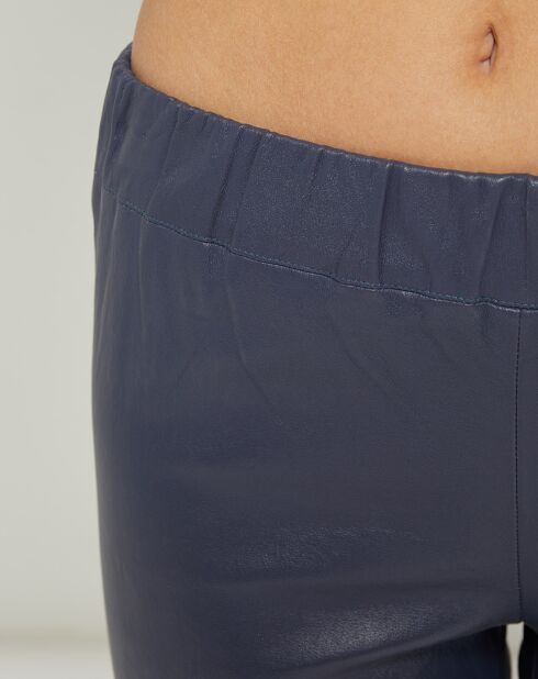 Legging stretch en Cuir d'Agneau Perle bleu