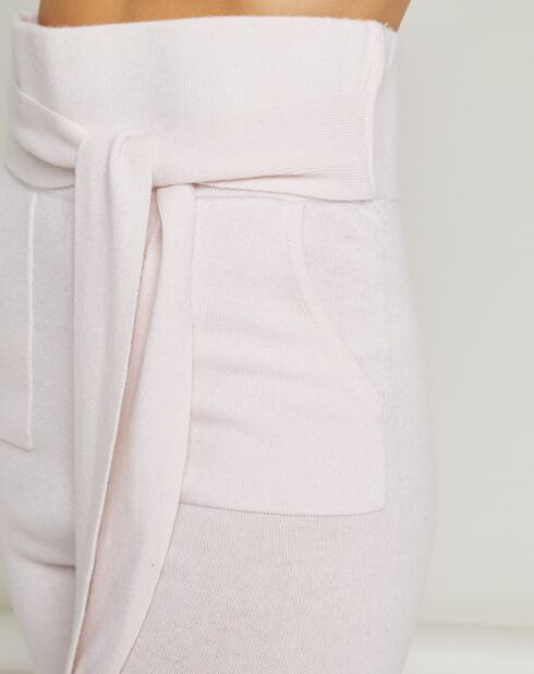 Pantalon en Laine & Cachemire Babo rose clair