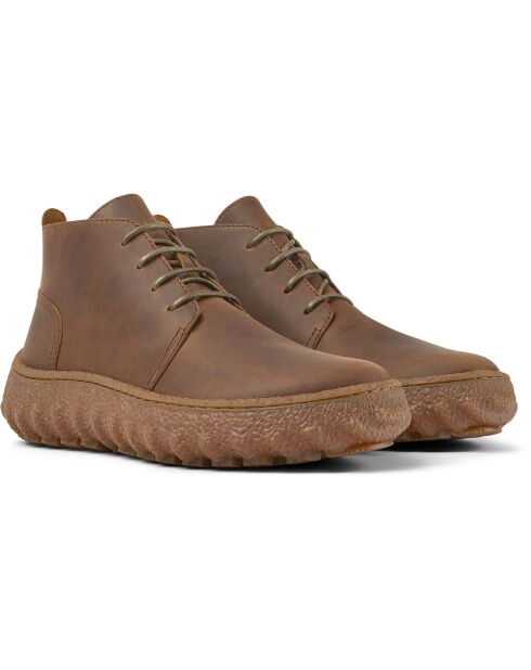 Boots en Velours de Cuir Ground marron