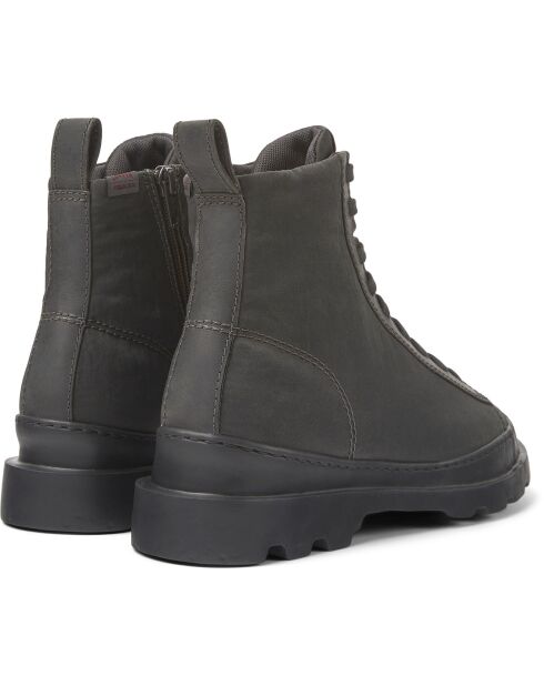 Boots en Velours de Cuir Brutus gris foncé