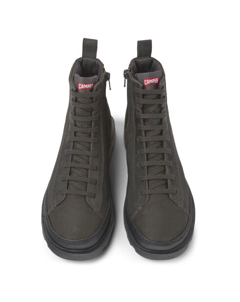 Boots en Velours de Cuir Brutus gris foncé