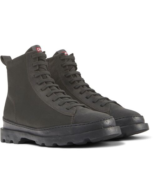 Boots en Velours de Cuir Brutus gris foncé