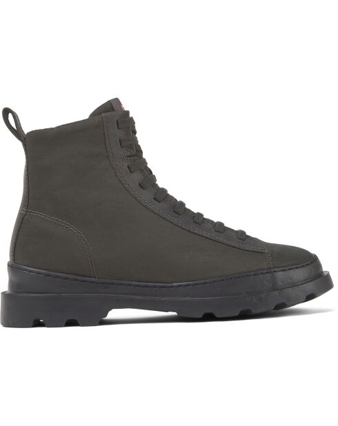 Boots en Velours de Cuir Brutus gris foncé