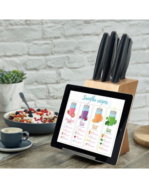 Ceppo a 5 coltelli con supporto per tablet Advantage nero/grigio