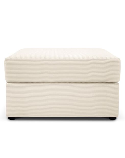 Pouf Quince Velours côtelé beige clair - 64x64x37 cm