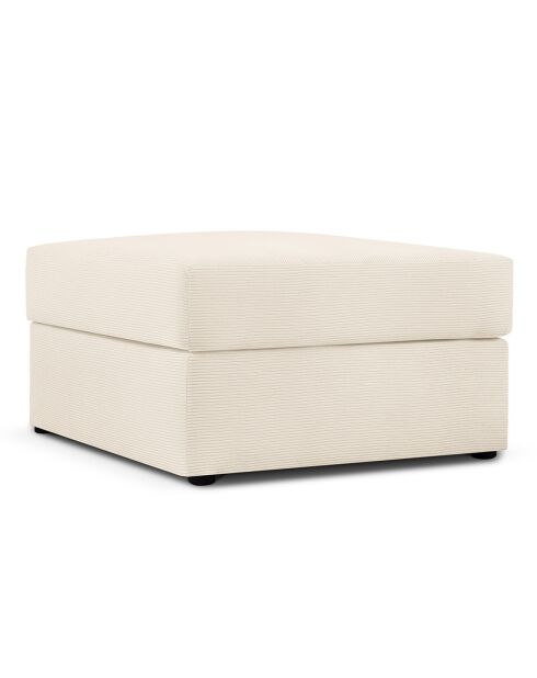 Pouf Quince Velours côtelé beige clair - 64x64x37 cm