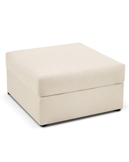 Pouf Quince Velours côtelé beige clair - 64x64x37 cm