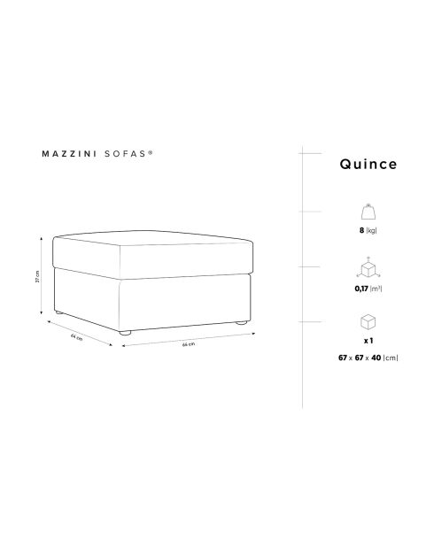 Pouf Quince Velours côtelé beige clair - 64x64x37 cm