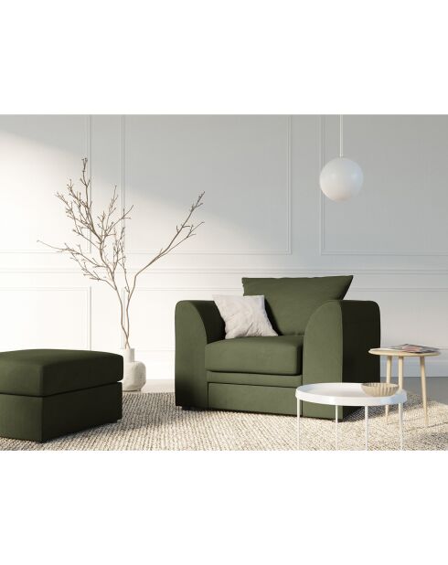 Pouf Quince Velours côtelé vert - 64x64x37 cm