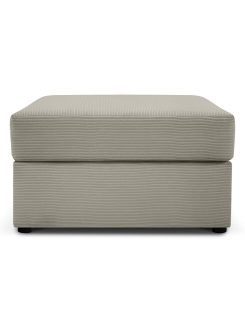 Pouf Quince Velours côtelé gris clair - 64x64x37 cm