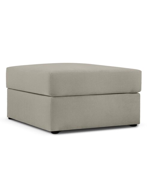 Pouf Quince Velours côtelé gris clair - 64x64x37 cm