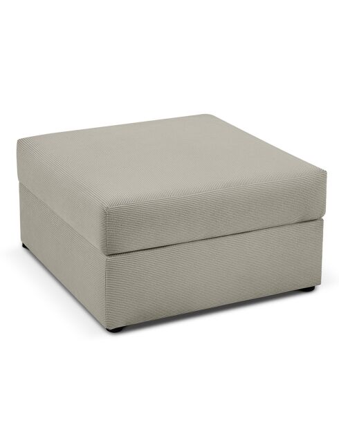 Pouf Quince Velours côtelé gris clair - 64x64x37 cm
