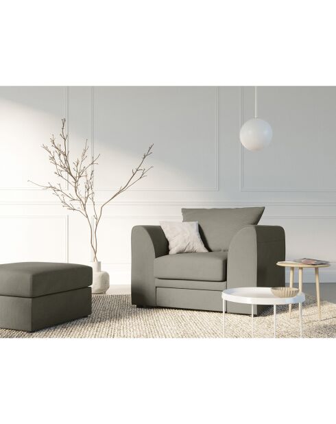 Pouf Quince Velours côtelé gris clair - 64x64x37 cm