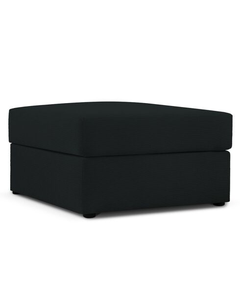 Pouf Quince Velours côtelé noir - 64x64x37 cm