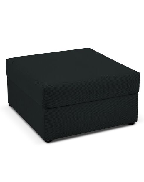 Pouf Quince Velours côtelé noir - 64x64x37 cm
