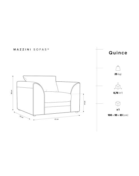 Fauteuil Quince Velours côtelé beige clair - 97x92x80 cm