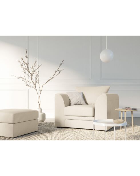 Fauteuil Quince Velours côtelé beige clair - 97x92x80 cm