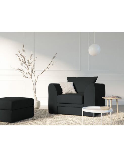 Fauteuil Quince Velours côtelé noir - 97x92x80 cm