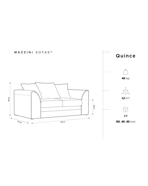 Canapé Quince Velours côtelé 2 Places gris clair - 150x92x80 cm