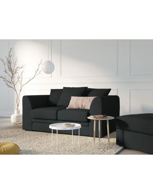 Canapé Quince Velours côtelé 2 Places noir - 150x92x80 cm