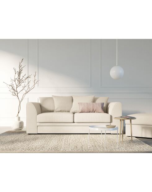 Canapé Quince Velours côtelé 3 Places beige clair - 182x92x80 cm