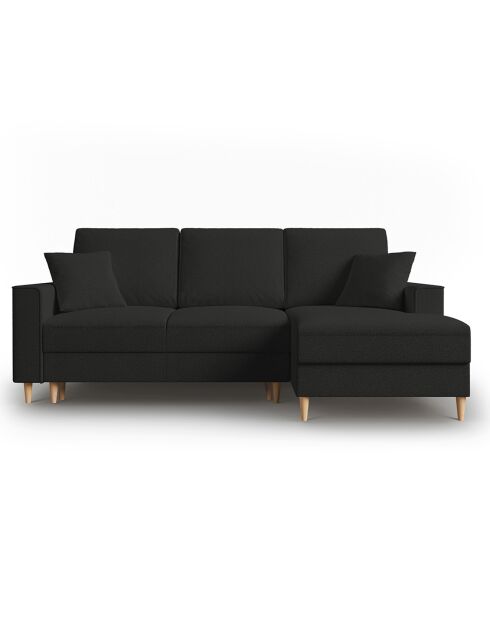 Canapé d'angle Droit Convertible avec Coffre Cartadera bouclé 4 Places noir - 225x147x90 cm