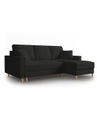 Canapé d'angle Droit Convertible avec Coffre Cartadera bouclé 4 Places noir - 225x147x90 cm