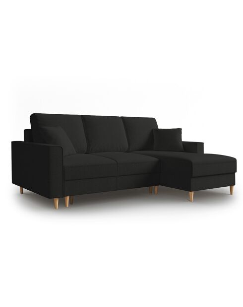 Canapé d'angle Droit Convertible avec Coffre Cartadera bouclé 4 Places noir - 225x147x90 cm