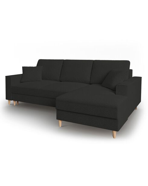 Canapé d'angle Droit Convertible avec Coffre Cartadera bouclé 4 Places noir - 225x147x90 cm