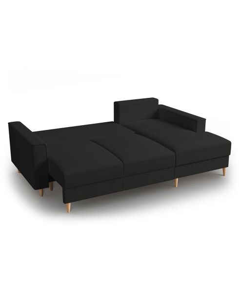 Canapé d'angle Droit Convertible avec Coffre Cartadera bouclé 4 Places noir - 225x147x90 cm