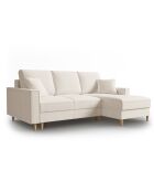 Canapé d'angle Droit Convertible avec Coffre Cartadera bouclé 4 Places beige - 225x147x90 cm