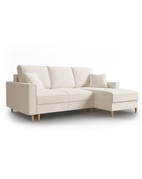 Canapé d'angle Droit Convertible avec Coffre Cartadera bouclé 4 Places beige - 225x147x90 cm