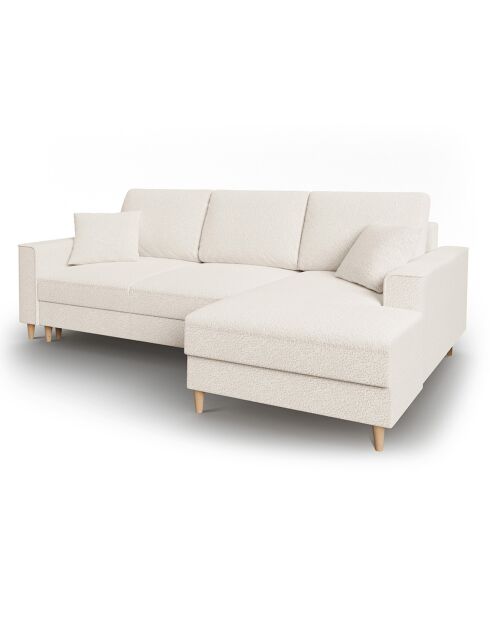 Canapé d'angle Droit Convertible avec Coffre Cartadera bouclé 4 Places beige - 225x147x90 cm