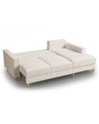 Canapé d'angle Droit Convertible avec Coffre Cartadera bouclé 4 Places beige - 225x147x90 cm
