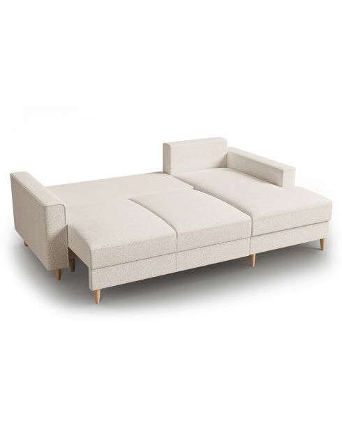 Canapé d'angle Droit Convertible avec Coffre Cartadera bouclé 4 Places beige - 225x147x90 cm