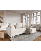 Canapé d'angle Droit Convertible avec Coffre Cartadera bouclé 4 Places beige - 225x147x90 cm