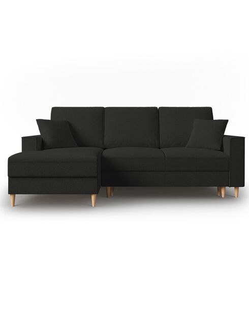 Canapé d'angle Gauche Convertible avec Coffre Cartadera bouclé 4 Places noir - 225x147x90 cm