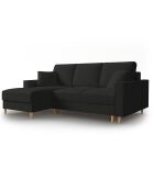 Canapé d'angle Gauche Convertible avec Coffre Cartadera bouclé 4 Places noir - 225x147x90 cm