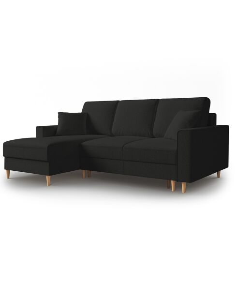 Canapé d'angle Gauche Convertible avec Coffre Cartadera bouclé 4 Places noir - 225x147x90 cm