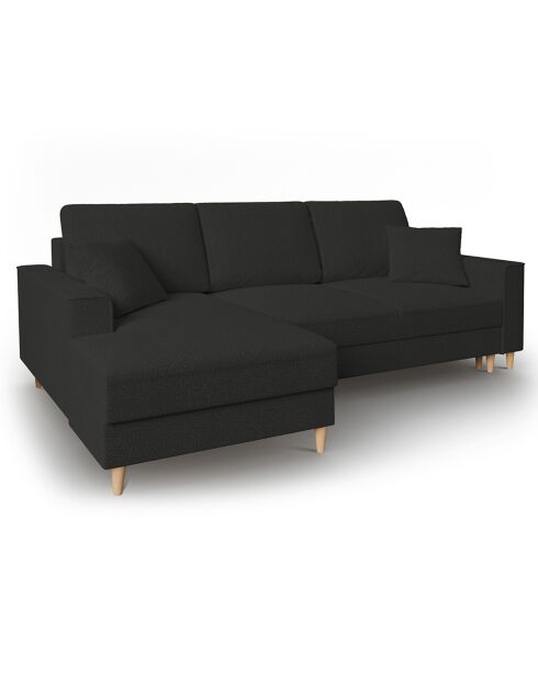 Canapé d'angle Gauche Convertible avec Coffre Cartadera bouclé 4 Places noir - 225x147x90 cm