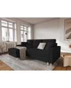 Canapé d'angle Gauche Convertible avec Coffre Cartadera bouclé 4 Places noir - 225x147x90 cm