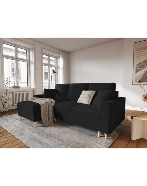 Canapé d'angle Gauche Convertible avec Coffre Cartadera bouclé 4 Places noir - 225x147x90 cm