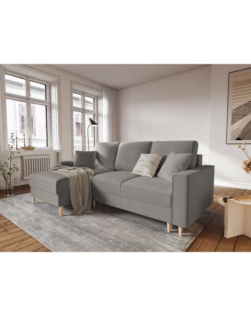Canapé d'angle Gauche Convertible avec Coffre Cartadera bouclé 4 Places gris - 225x147x90 cm