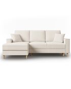 Canapé d'angle Gauche Convertible avec Coffre Cartadera bouclé 4 Places beige - 225x147x90 cm