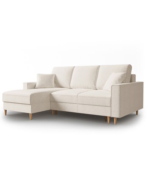Canapé d'angle Gauche Convertible avec Coffre Cartadera bouclé 4 Places beige - 225x147x90 cm