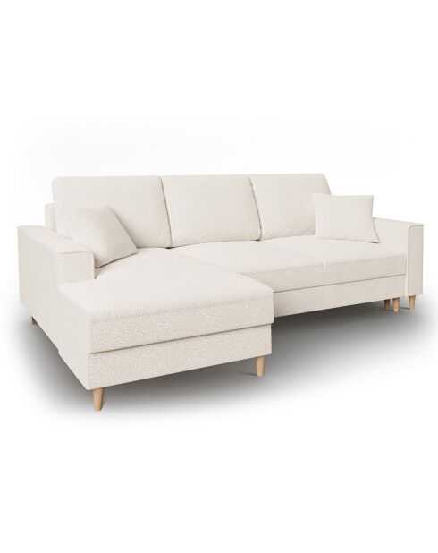 Canapé d'angle Gauche Convertible avec Coffre Cartadera bouclé 4 Places beige - 225x147x90 cm